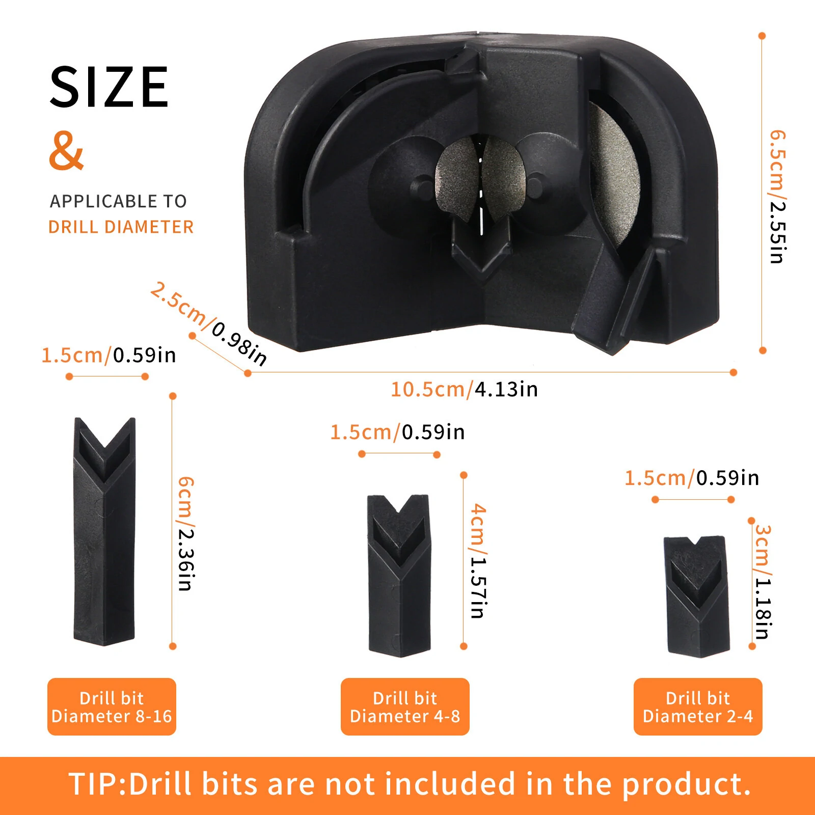 Electric Drill Bit Sharpener Multipurpose Drill Bit Grinding Sharpener for All Bits Drill Grinder Grinding Tool for High Speed Steel Masonry Carbide Cobalt & Tin Coated Bits — view 9