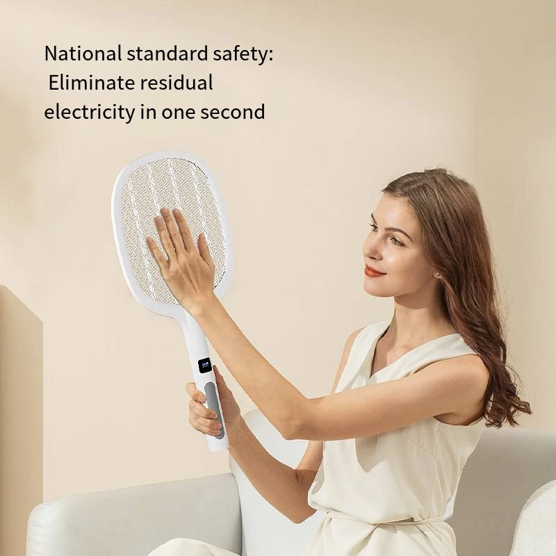 Electric Mosquito Swatter with Electronic Digital Screen Electric Exterminator Fly Swatter Detachable Handheld Auto Swat Mode Type-C Rechargeable — view 7