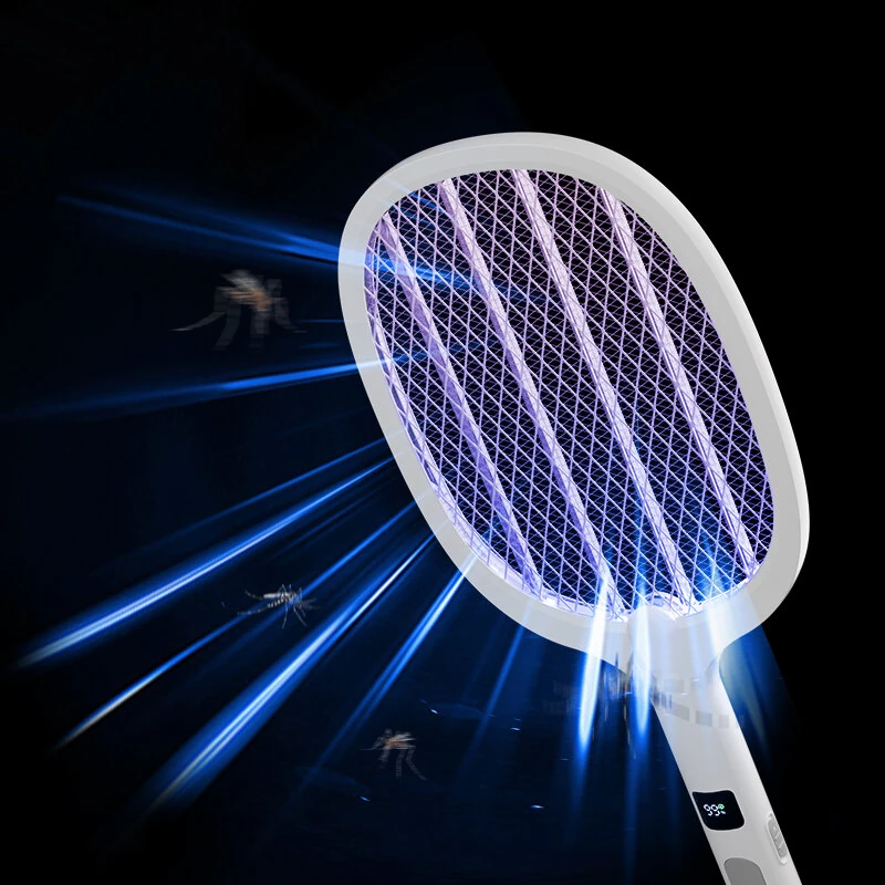 Electric Mosquito Swatter with Electronic Digital Screen Electric Exterminator Fly Swatter Detachable Handheld Auto Swat Mode Type-C Rechargeable — view 9