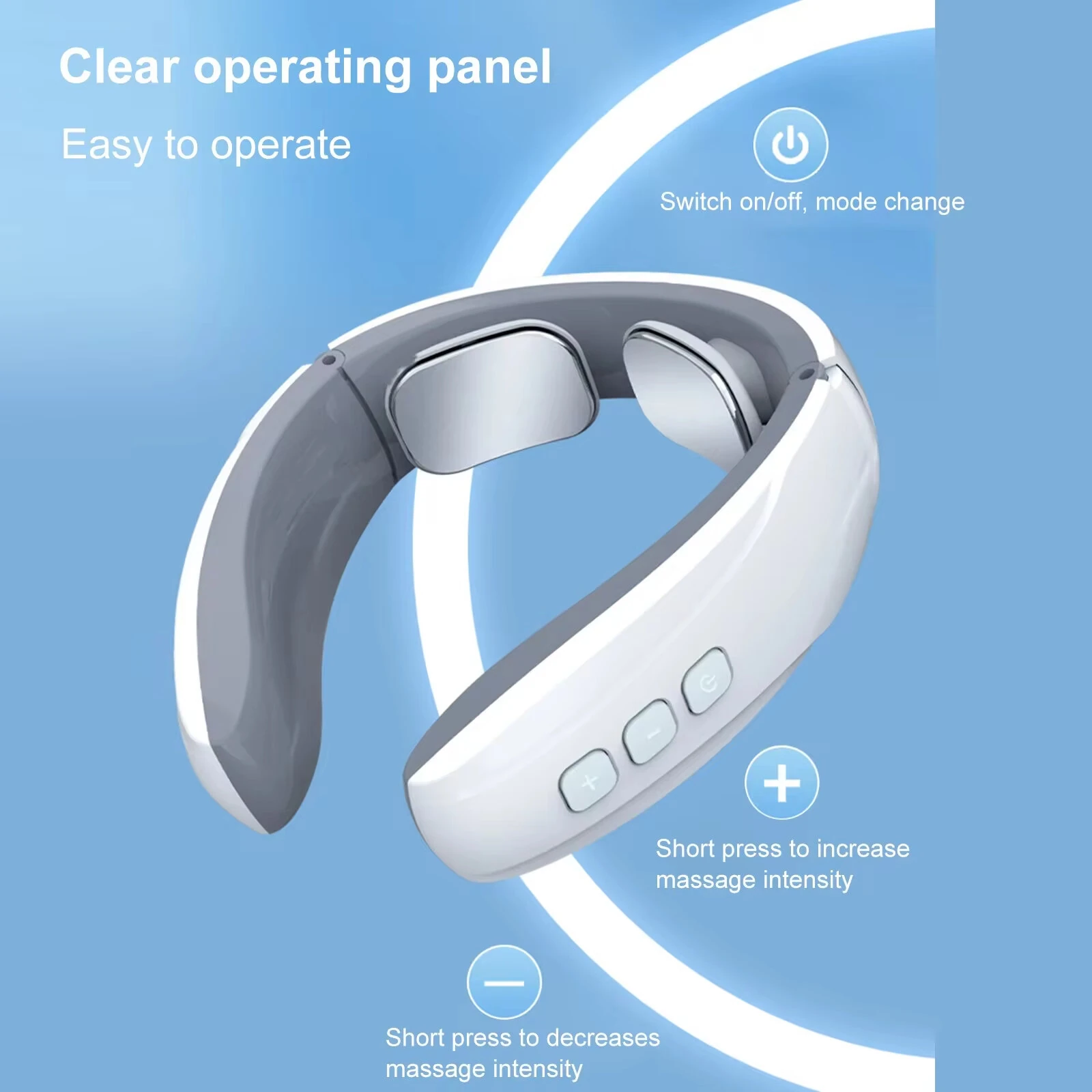 Electric Muscle Stimulation Neck Therapy Instrument 6 Modes Adjustable Intensity Ergonomic Design Portable Pain Relief Tool — view 3