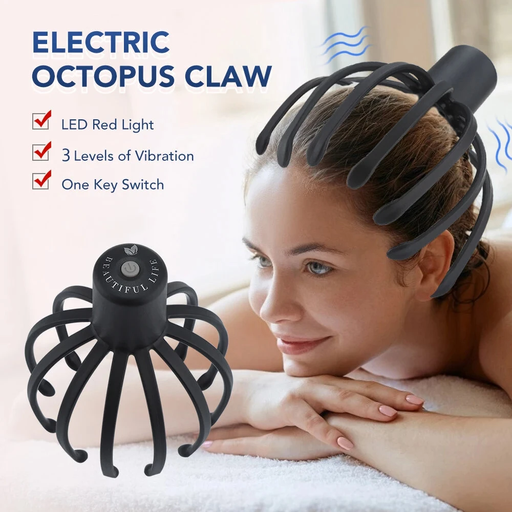 Electric Octopus Claw Head Massager Scalp Scratcher Massage Machine Relief Head Stress Fatigue Vibration Massage Hair Growth — view 3