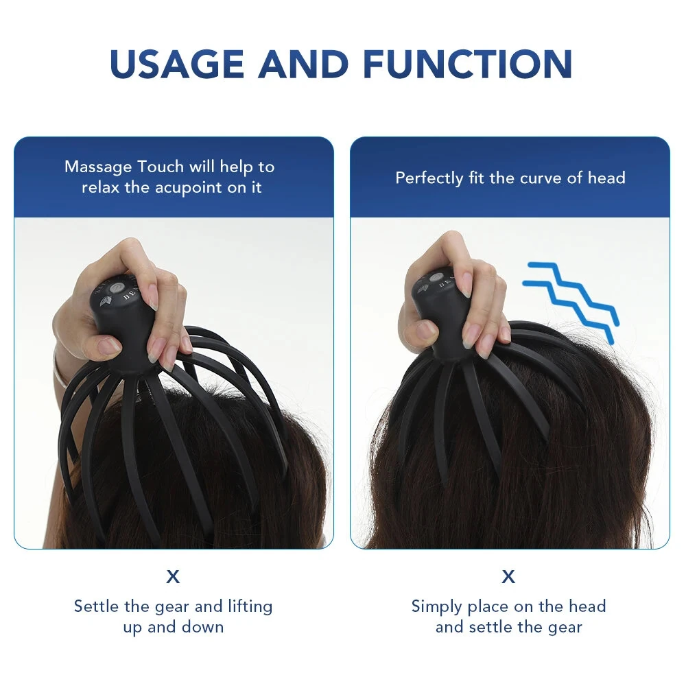 Electric Octopus Claw Head Massager Scalp Scratcher Massage Machine Relief Head Stress Fatigue Vibration Massage Hair Growth — view 9