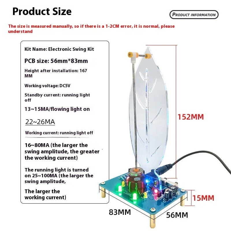 Electromagnetic Swing Kit Leaf Edition DIY Electronic Kit DC 5V LED Flowing Light STEM Educational Science Project — view 6
