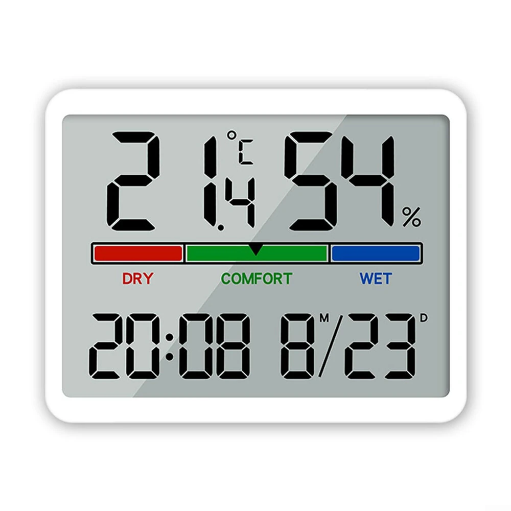 Electronic Multifunctional Magnetic Temperature Clock Wall Clock Digital Alarm Clock Large LCD Display Date Time Temperature and Humidity Display — view 2