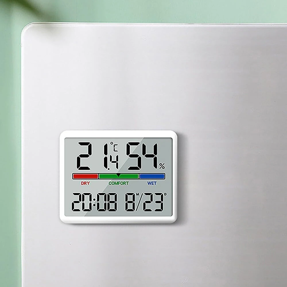Electronic Multifunctional Magnetic Temperature Clock Wall Clock Digital Alarm Clock Large LCD Display Date Time Temperature and Humidity Display — view 5
