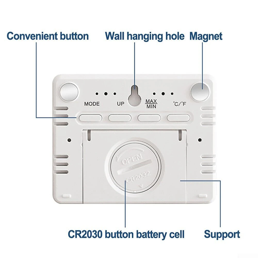 Electronic Multifunctional Magnetic Temperature Clock Wall Clock Digital Alarm Clock Large LCD Display Date Time Temperature and Humidity Display — view 7