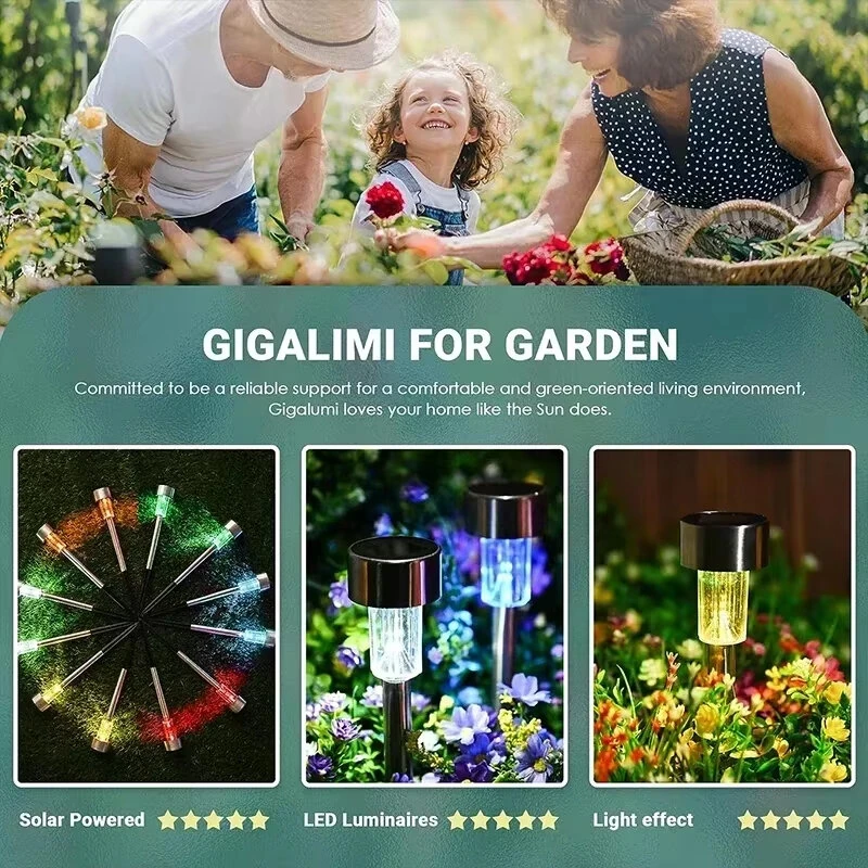 Elfeland 10PCS LED Solar Lawn Path Light Stainless Steel Waterproof Garden Landscape Lamp for Home Street Decoration — view 2