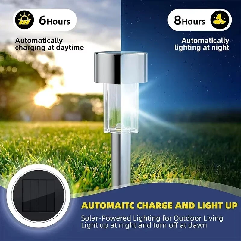 Elfeland 10PCS LED Solar Lawn Path Light Stainless Steel Waterproof Garden Landscape Lamp for Home Street Decoration — view 3