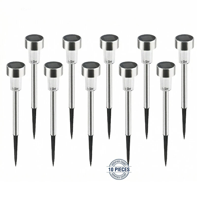 Elfeland 10PCS LED Solar Lawn Path Light Stainless Steel Waterproof Garden Landscape Lamp for Home Street Decoration — view 7