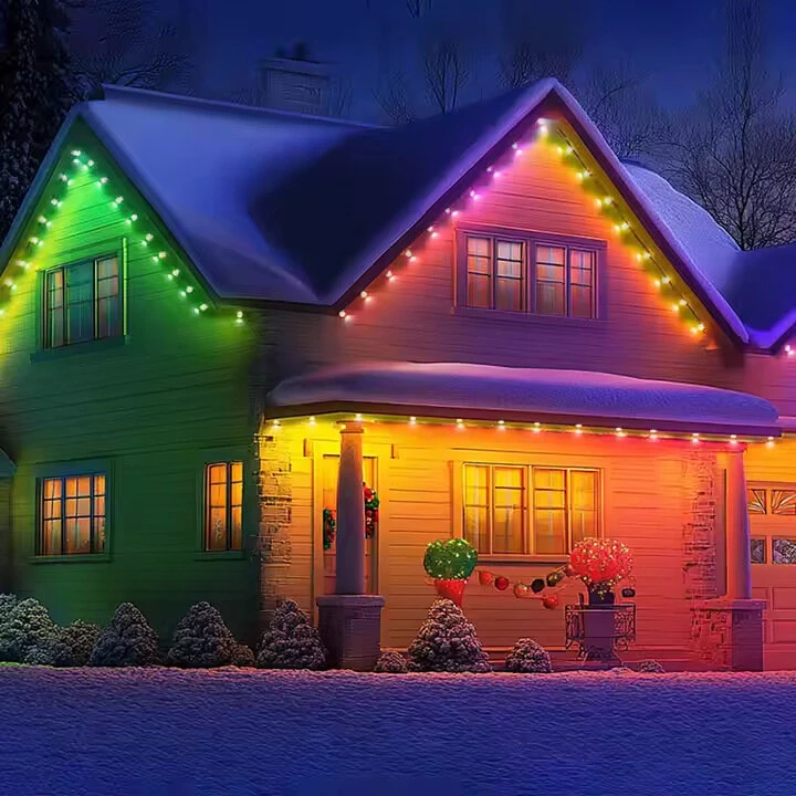 Elfeland 15M/30M 15 Lights/30 Lights RGB Eaves Lamps for Courtyards bluetooth Voice-controlled Lights Outdoors Eaves Running Lights — view 4