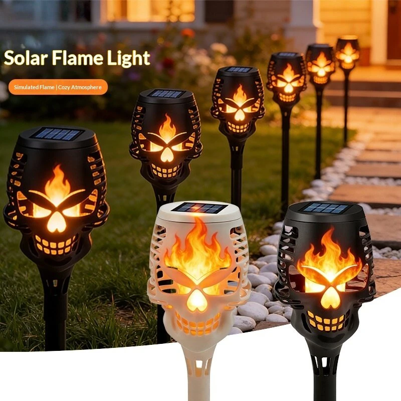 Elfeland 1pcs/4pcs 12LED Solar Flame Torch Light Auto Control High Efficiency Solar Charging Waterproof Flame Light for Outdoor Garden Decoration Lawn Path Yard — view 3