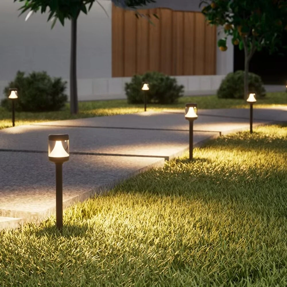 Elfeland 2Pcs LED Solar Lawn Light Warm Light Solar Charging Auto Light Control Waterproof IP65 Energy-Efficient Garden Light for Outdoor Decoration Pathway — view 6
