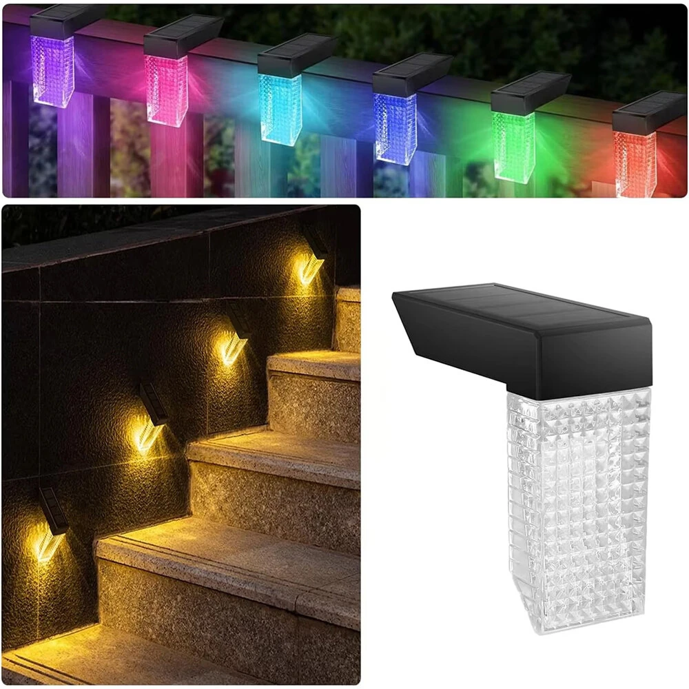 Elfeland 2PCS Solar Lights Outdoor IP65 Waterproof Wall Lights with RGB Color for Courtyard Garden Fence Staircase Step Decoration — view 3