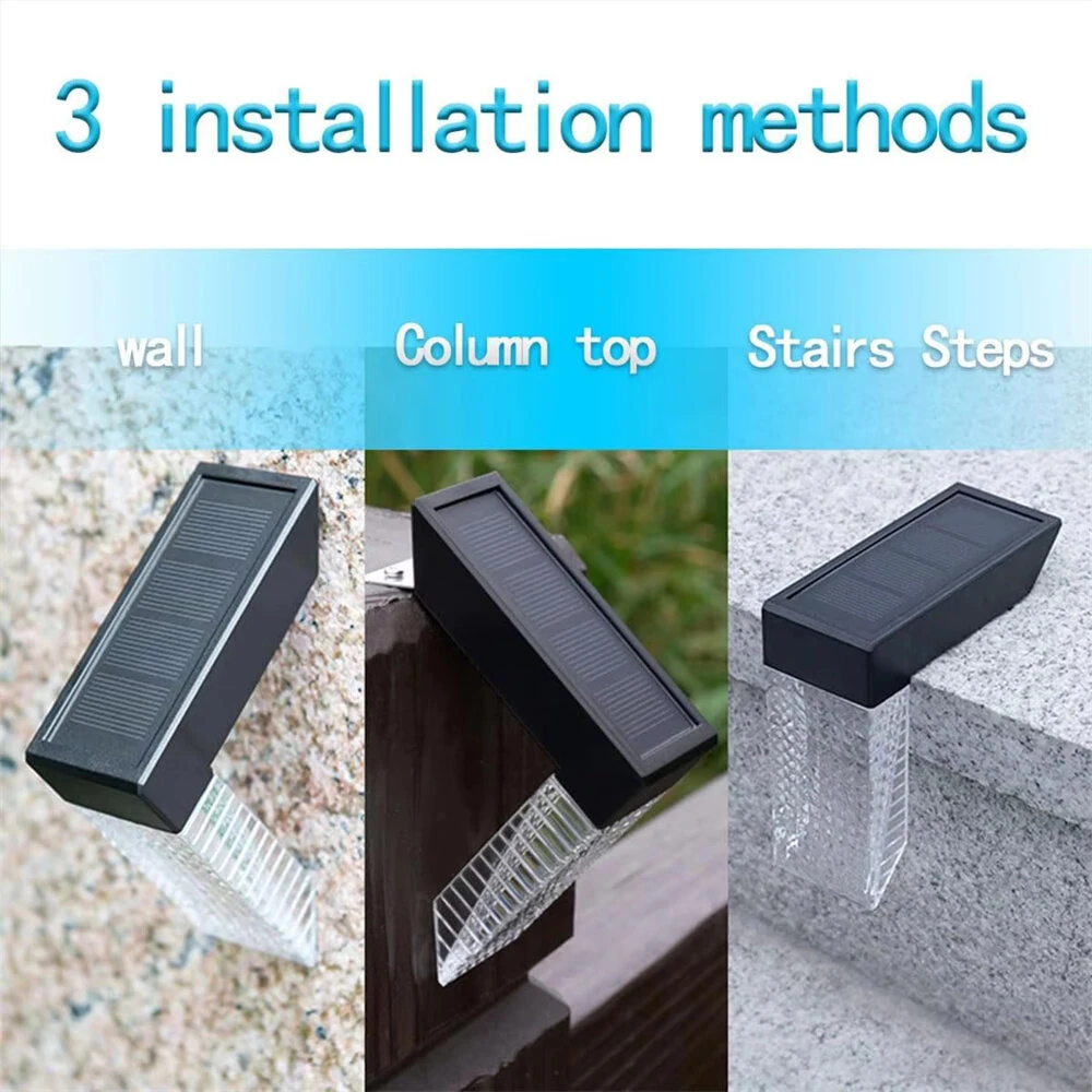 Elfeland 2PCS Solar Lights Outdoor IP65 Waterproof Wall Lights with RGB Color for Courtyard Garden Fence Staircase Step Decoration — view 7