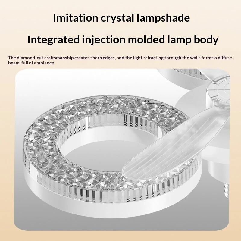 Elfeland 3/4-Head E27 LED Crystal-Inspired Ceiling Fan Light 3 Color Temperature 2/4H Timer 3 Levels Speed Adjustable Fan Lamp Remote Control for Indoor Rooms — view 4