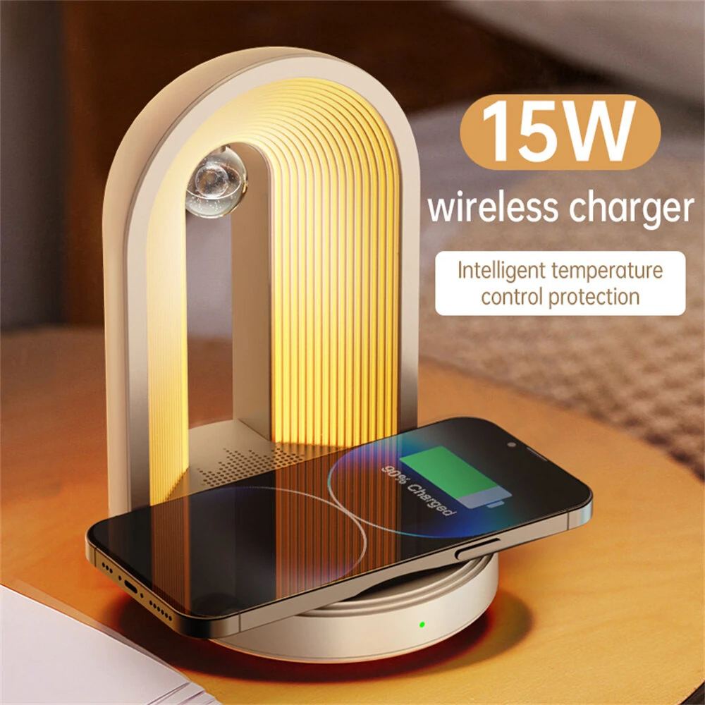 Elfeland 3 in 1 Night Light With Wireless Phone Charging Function Bluetooth Speaker Bedside Music Night Lamp — view 3