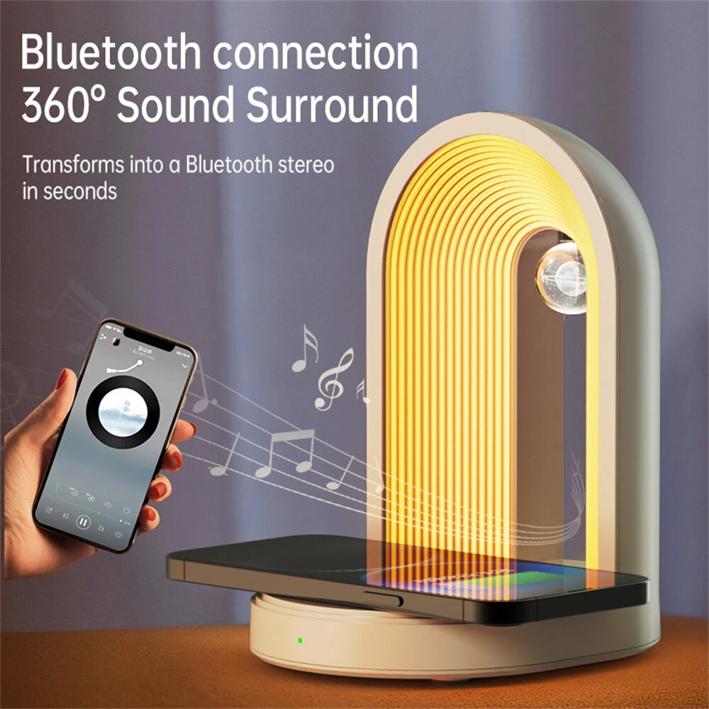 Elfeland 3 in 1 Night Light With Wireless Phone Charging Function Bluetooth Speaker Bedside Music Night Lamp — view 4