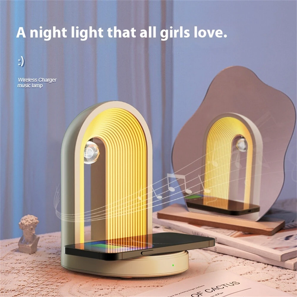 Elfeland 3 in 1 Night Light With Wireless Phone Charging Function Bluetooth Speaker Bedside Music Night Lamp — view 8