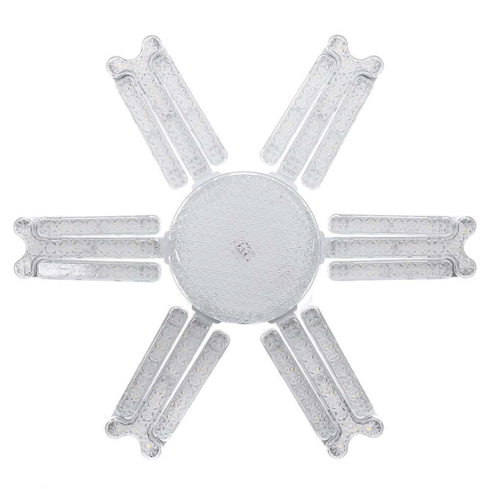 Elfeland 6-Leaf Foldable Crystal Snowflake LED Ceiling Light E27 Adjustable Shape AC 85~265V Ultra-Bright Wide-Angle Lighting for Home Garage Shop — view 6