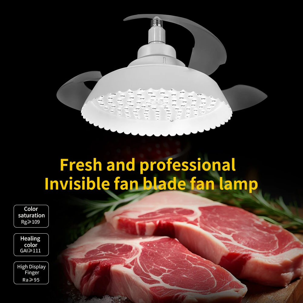 Elfeland E27 LED Fresh Food Fan Light with Retractable Blades 6000K Color Temperature Ra95 4-Speed Wind Remote Control Celling Fan Lamp — view 3