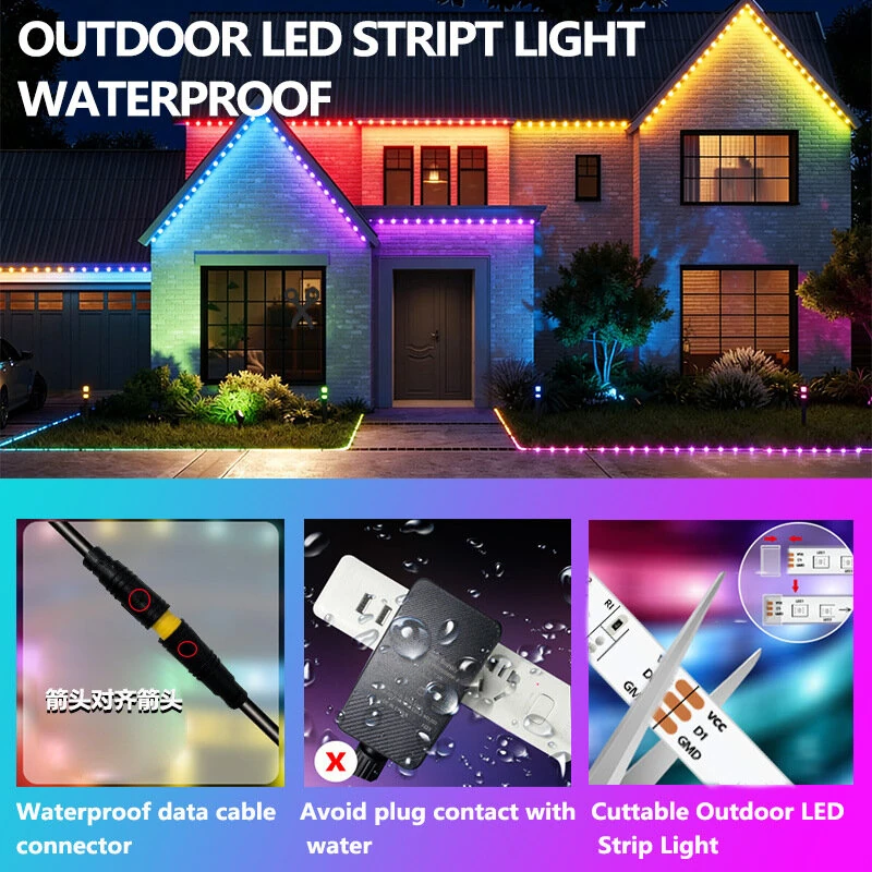 Elfeland RGB LED Smart Strip Light Waterproof IP68 Bluetooth APP & Remote Control Music Sync RGBIC Strip Light for Indoor Outdoor Decoration — view 2
