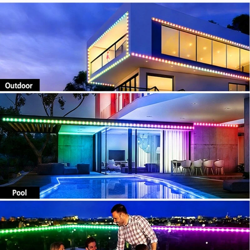 Elfeland RGB LED Smart Strip Light Waterproof IP68 Bluetooth APP & Remote Control Music Sync RGBIC Strip Light for Indoor Outdoor Decoration — view 5