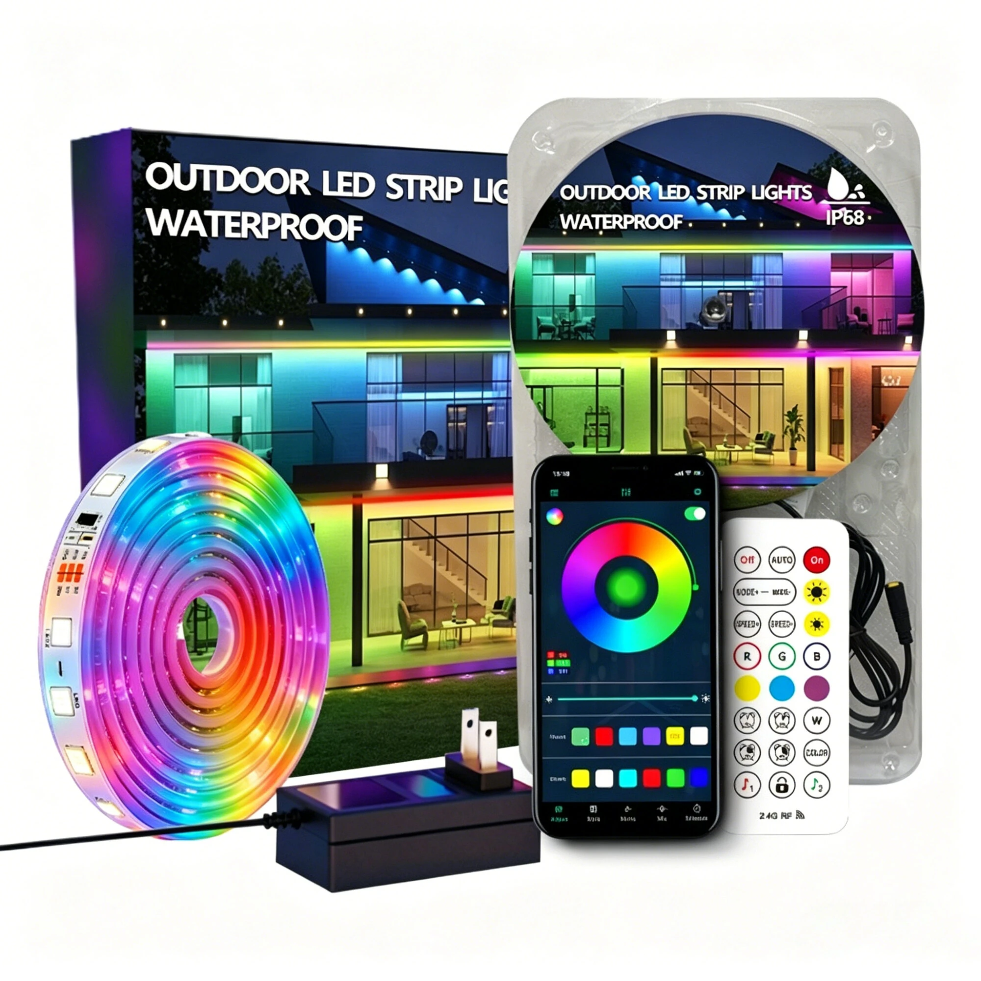 Elfeland RGB LED Smart Strip Light Waterproof IP68 Bluetooth APP & Remote Control Music Sync RGBIC Strip Light for Indoor Outdoor Decoration — view 7