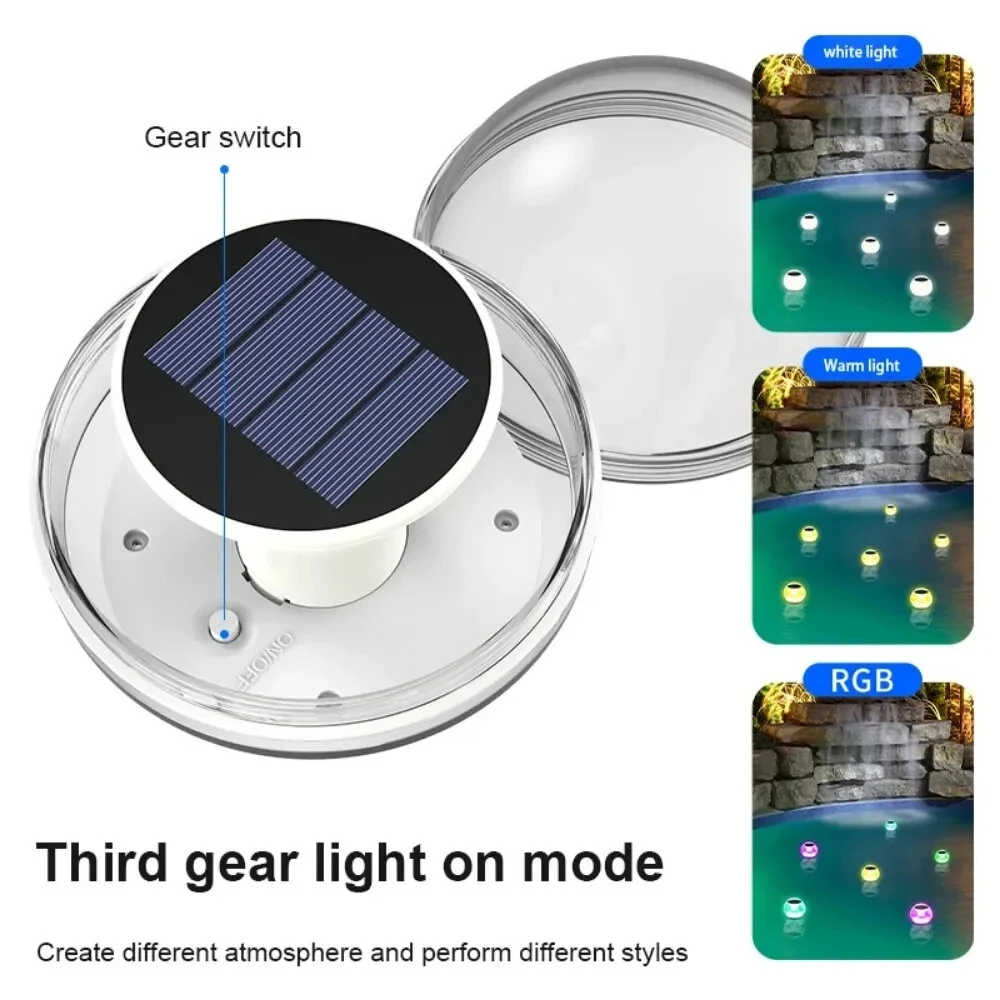 Elfeland Solar Water Drift Light Waterproof LED Solar Glow Ball Lamp 3 Lighting Modes Pools Pond Fountain Garden Party Home Decoration — view 6