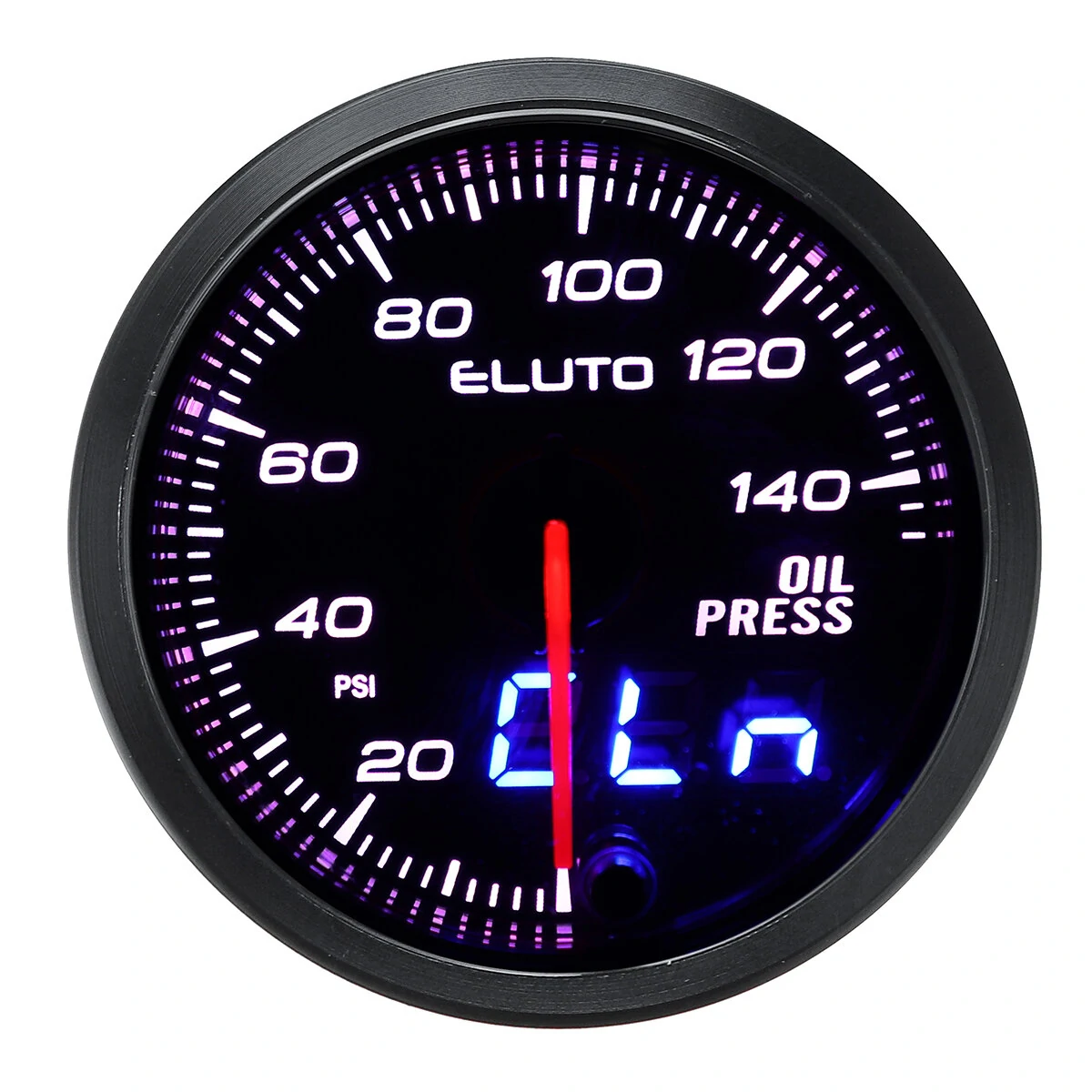 Eluto Universal 2" 52mm 12V Oil Pressure Gauge Meter With Sensor 10 Color LED Tinted Face PSI — view 8