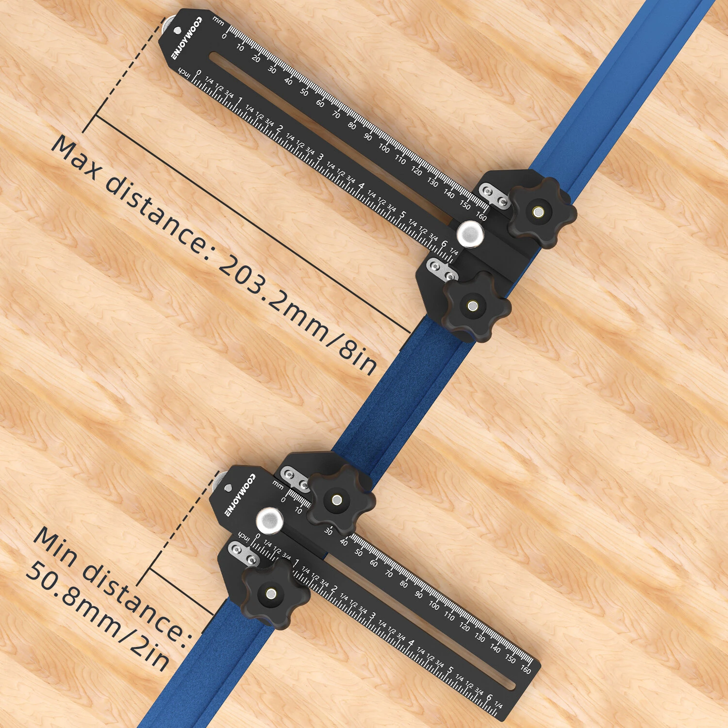 ENJOYWOOD 160mm Thin Rip Jig Table Saw Jig Guide for Making Repetitive Narrow Thin Strip Cuts Woodworking Tools Fast Thin Rip Guide for Table Saw Band Saw Router Table Fits for 3/8" x 3/4" T Slot — view 4