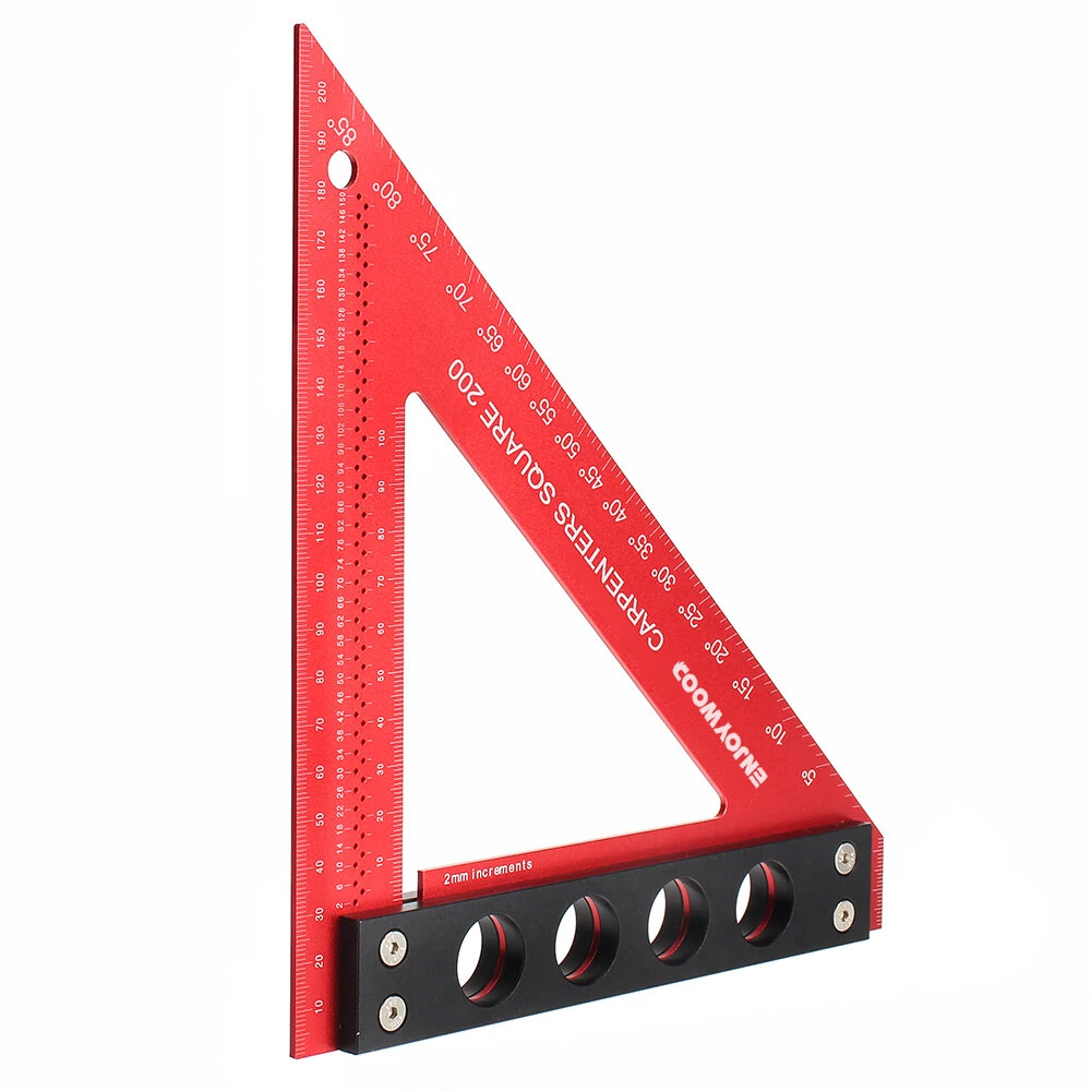 ENJOYWOOD 200mm Aluminum Alloy Carpenter Square Triangle Ruler Woodworking Precision Hole Positioning Square — ENJOYWOOD