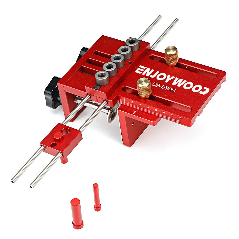 ENJOYWOOD 3 in 1 Adjustable Woodworking Doweling Jig Kit Pocket Hole Jig Drilling Guide Locator For Furniture Connecting Hole Puncher Tools — view 4