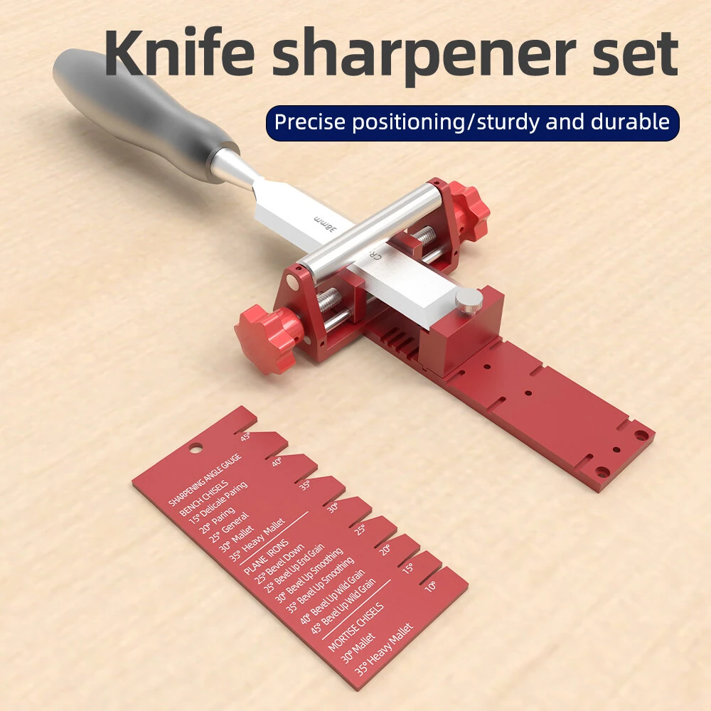 ENJOYWOOD Chisel Sharpening Jig Wood Honing Guide for Chisels and Planes Width 0.12 to 2.9In with Sharpening Angle Fixture Angle Gauge from 10° to 45° — view 3