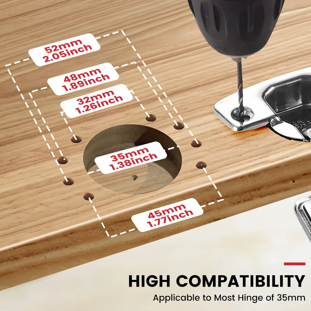 ENJOYWOOD Concealed Hinge Jig with Quick Clip and Dust Vacuum Adapter Concealed Door Hinge Jig 35mm Cabinet Hinge Jig Hinge Hole Drilling Jig for Woodworking Door Cabinet Hinges Mounting Tool — view 5