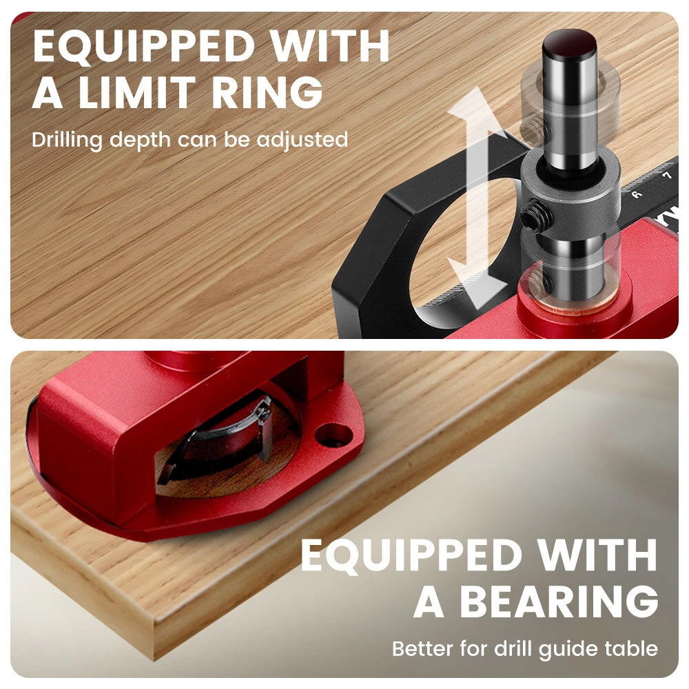 ENJOYWOOD Concealed Hinge Jig with Quick Clip and Dust Vacuum Adapter Concealed Door Hinge Jig 35mm Cabinet Hinge Jig Hinge Hole Drilling Jig for Woodworking Door Cabinet Hinges Mounting Tool — view 7