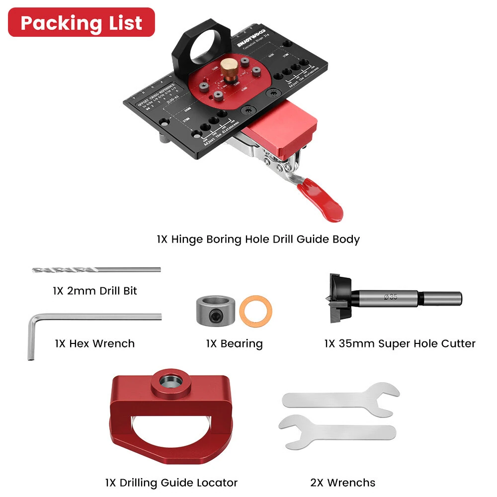 ENJOYWOOD Concealed Hinge Jig with Quick Clip and Dust Vacuum Adapter Concealed Door Hinge Jig 35mm Cabinet Hinge Jig Hinge Hole Drilling Jig for Woodworking Door Cabinet Hinges Mounting Tool — view 9