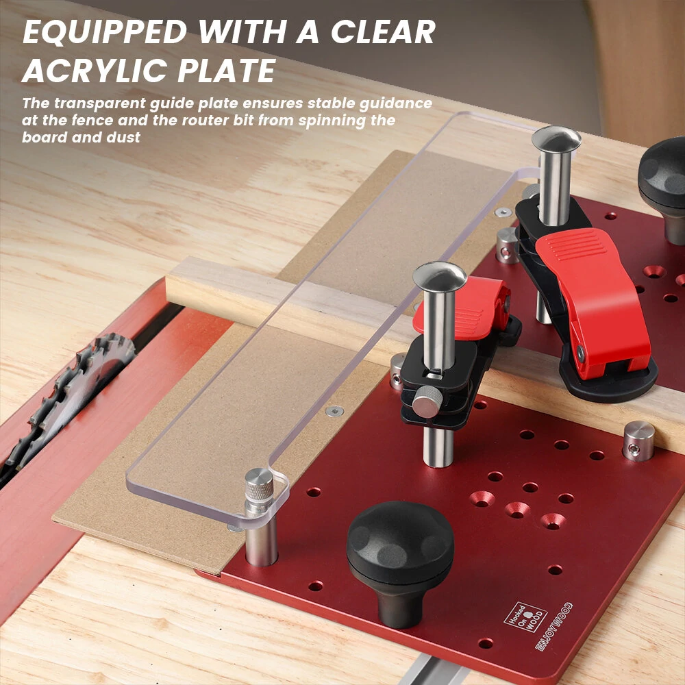 ENJOYWOOD Hooked On Wood Precision Router Table Rail Coping Sled Woodworking Professional Rail Guide Safety Coping Sled for Cabinet Door Joints / Drawer Fronts — view 4