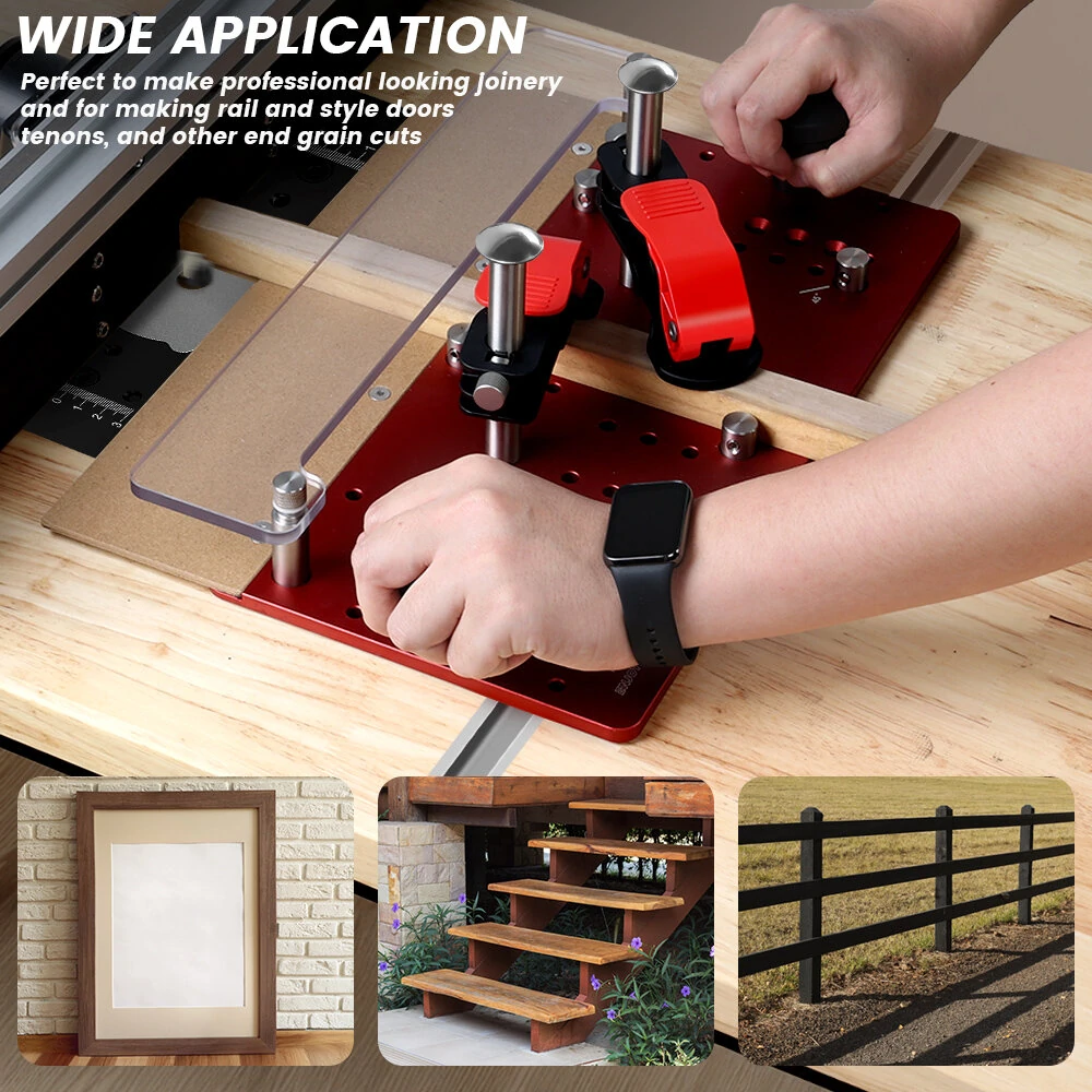 ENJOYWOOD Hooked On Wood Precision Router Table Rail Coping Sled Woodworking Professional Rail Guide Safety Coping Sled for Cabinet Door Joints / Drawer Fronts — view 6