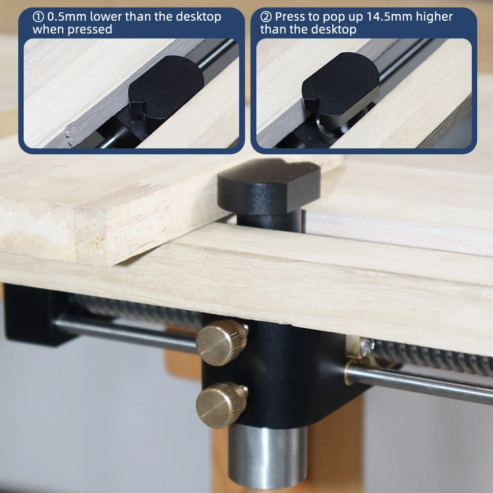 ENJOYWOOD Woodworking Bench Vise Aluminum Alloy 165mm Adjustment Double Guide Rail Quenched Screw With Brass Bushing Star Wheel Handle Parallel Clamping Workbench Vise Woodworking Tools — view 4