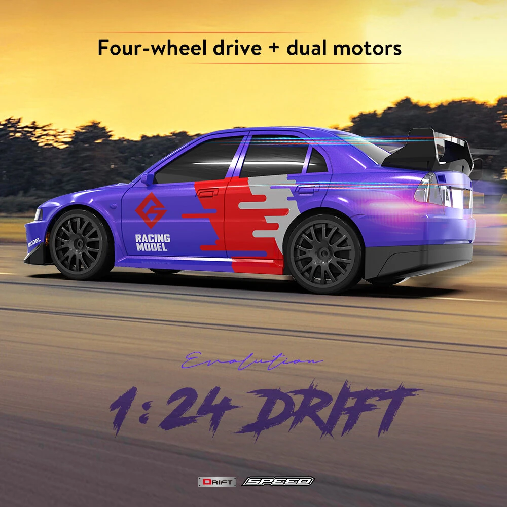 ENOZE 8608 8609 RTR 1/24 2.4G 4WD RX7 Drift RC Car High-Speed Remote Control Mini Race LED Light On-Road Racing Vehicle Model Boys Gifts Toys — view 7