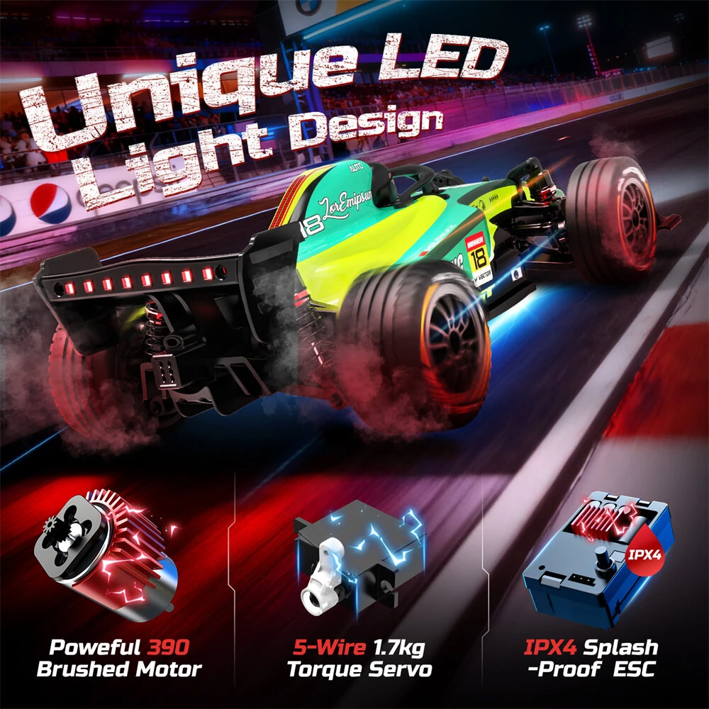 ENOZE 9009E RTR 1/14 2.4G 4WD F1 Drift RC Car High Speed Formula On-Road Racing LED Light Full Proportional Control Metal Drive Shaft Vehicles Models Toys — view 8