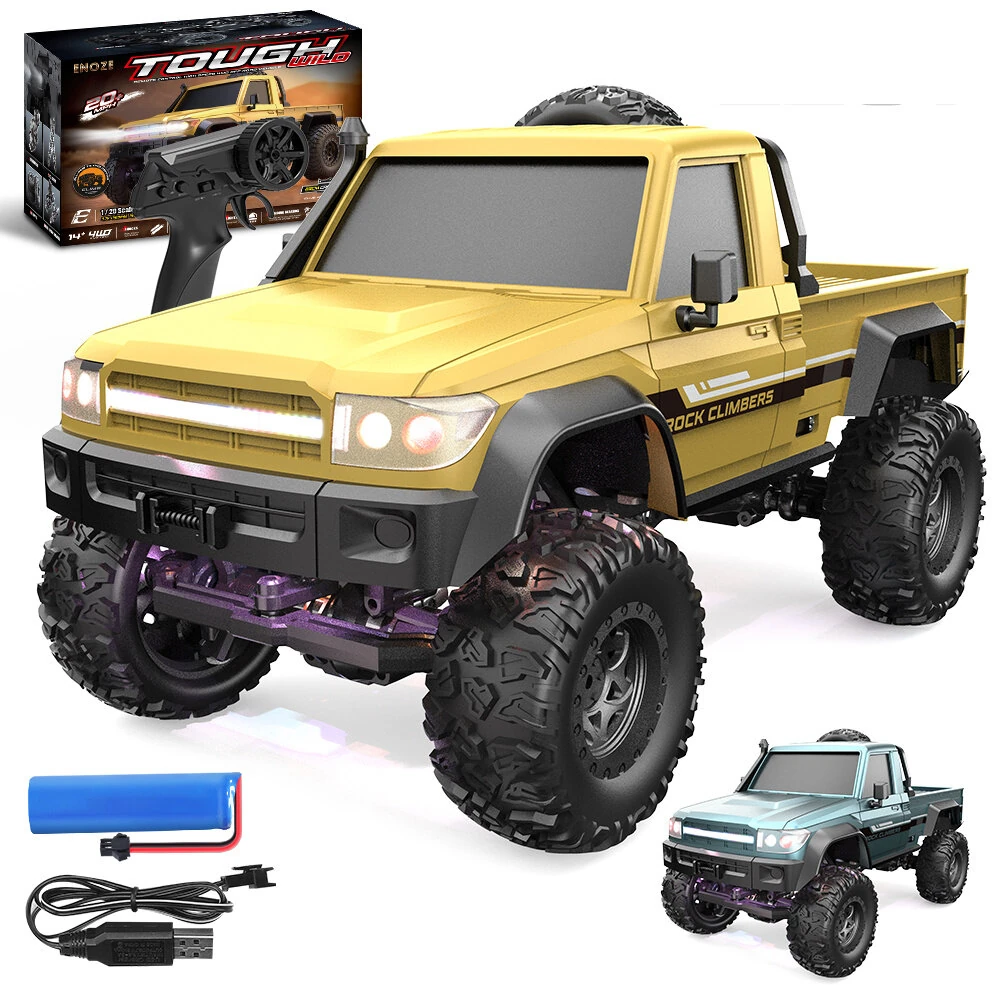 ENOZE E201 E202 RTR 1/20 2.4G 4WD RC Car Rock Crawler Off-Road Climbing Truck LED Light Full Proportional Control Straight Bridge Aluminum Axles Central Differential Vehicles Models Toys