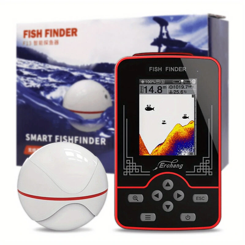 Erchang F13 Fish Finder 125KHz 100M Depth Underwater Visual High-definition Fishing Finder Wireless Sonar Sensor Echo Sounder LCD Fishfinder — Erchang