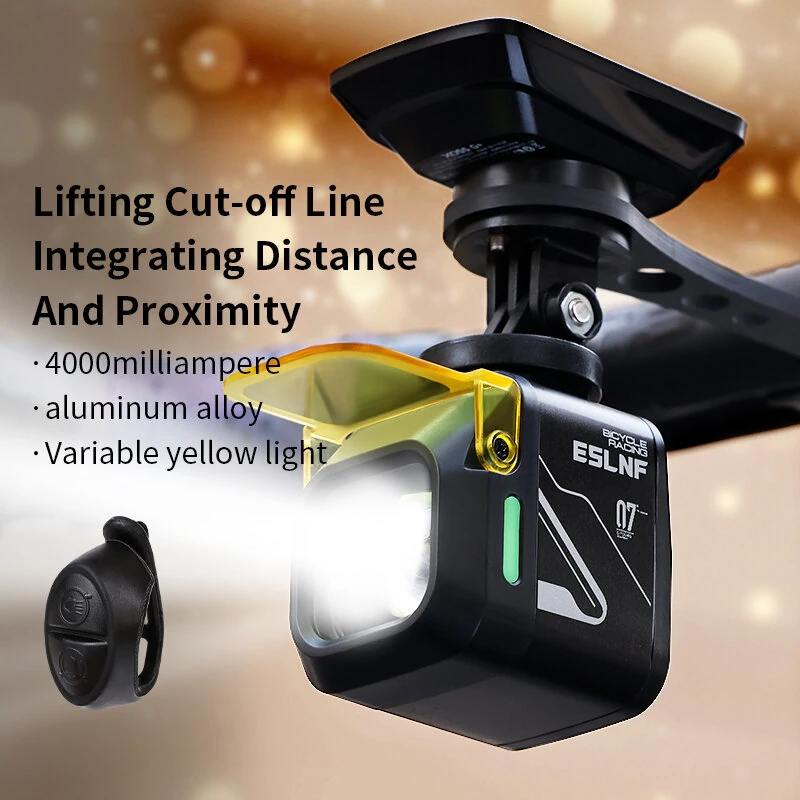 ESLNF 1200LM Wired Remote Control Bicycle Headlight Aluminum Alloy 4000mAh Type-C Charging Bike Front Light with Dustproof Lampshade — view 6