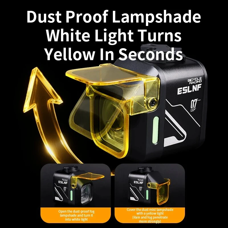 ESLNF 1200LM Wired Remote Control Bicycle Headlight Aluminum Alloy 4000mAh Type-C Charging Bike Front Light with Dustproof Lampshade — view 7