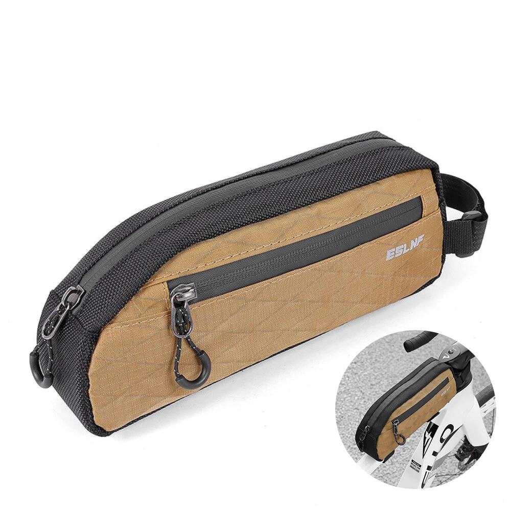 ESLNF Portable Bike Tube Bag Waterproof Big Capacity Top Zipper Hook Loop Strap Installation Nylon Bicycle Frame Bag for MTB Outdoor Riding — ESLNF