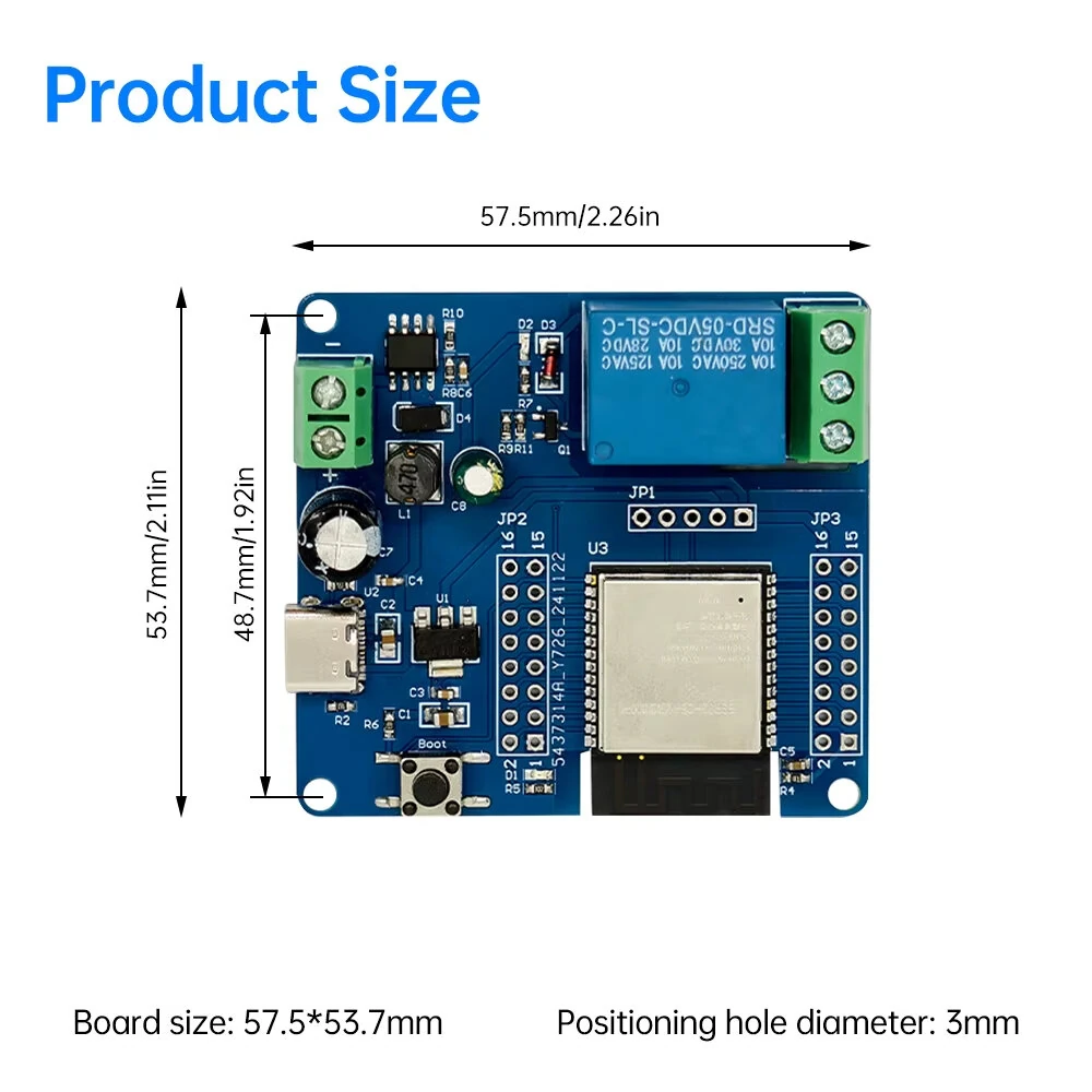 ESP32-C6 WiFi BT Development Board DC 5-60V Single Channel Relay Module Onboard Type-C Interface Switch Module — view 9