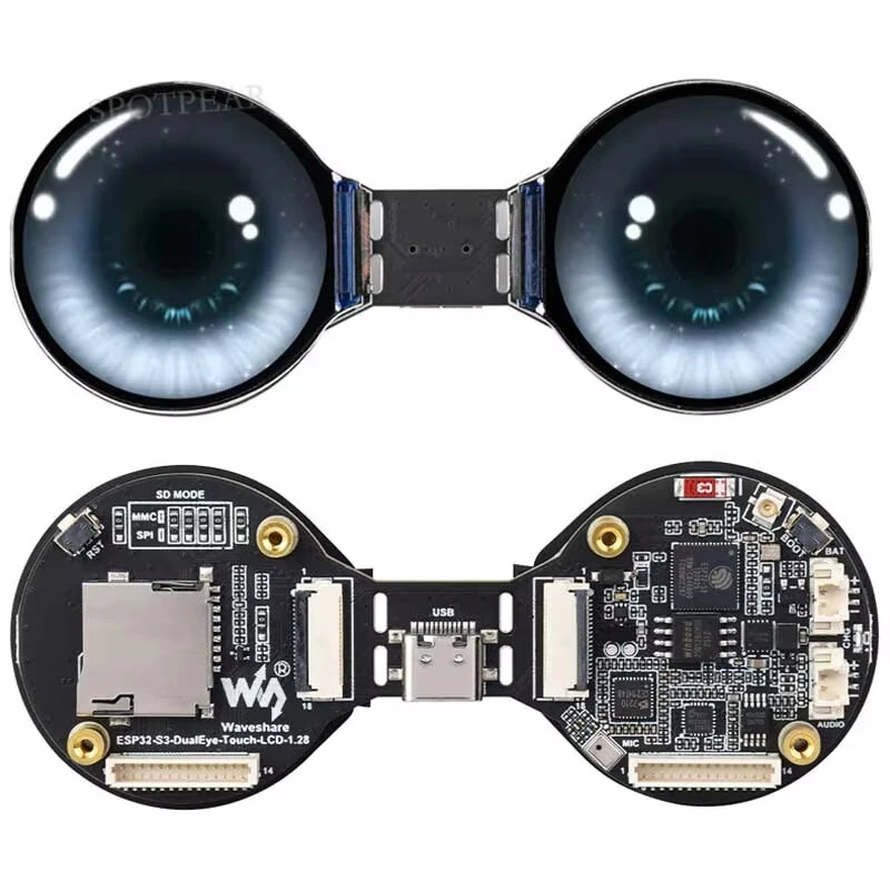 ESP32 S3 DualEye LCD Development Board Dual 1.28 Inch IPS Screen 240x240 WiFi Bluetooth AI Voice Smart IoT Interface — view 2