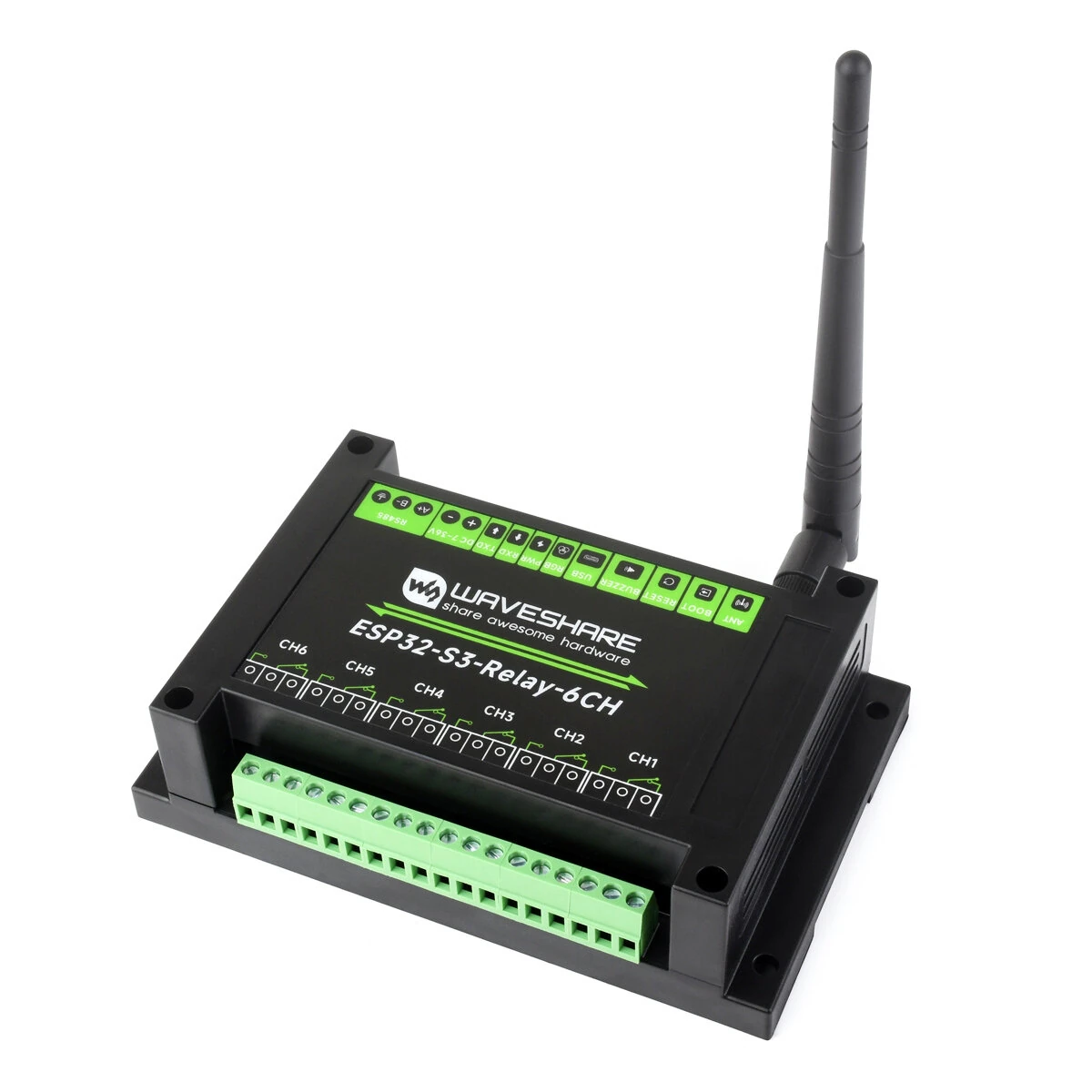 ESP32-S3 Industrial 6-Channel RS485 Relay Module IOT WiFi Bluetooth Onboard Pico HAT Interface with Built-In Protection Circuits — view 3