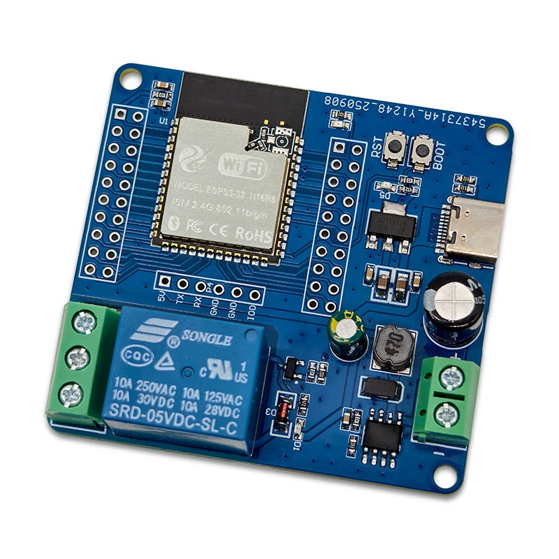 ESP32-S3 Single Channel Relay Module DC 5-60V WiFi Bluetooth Control Compatible with Arduinos IDE ESP-IDF USB UART — Pricio